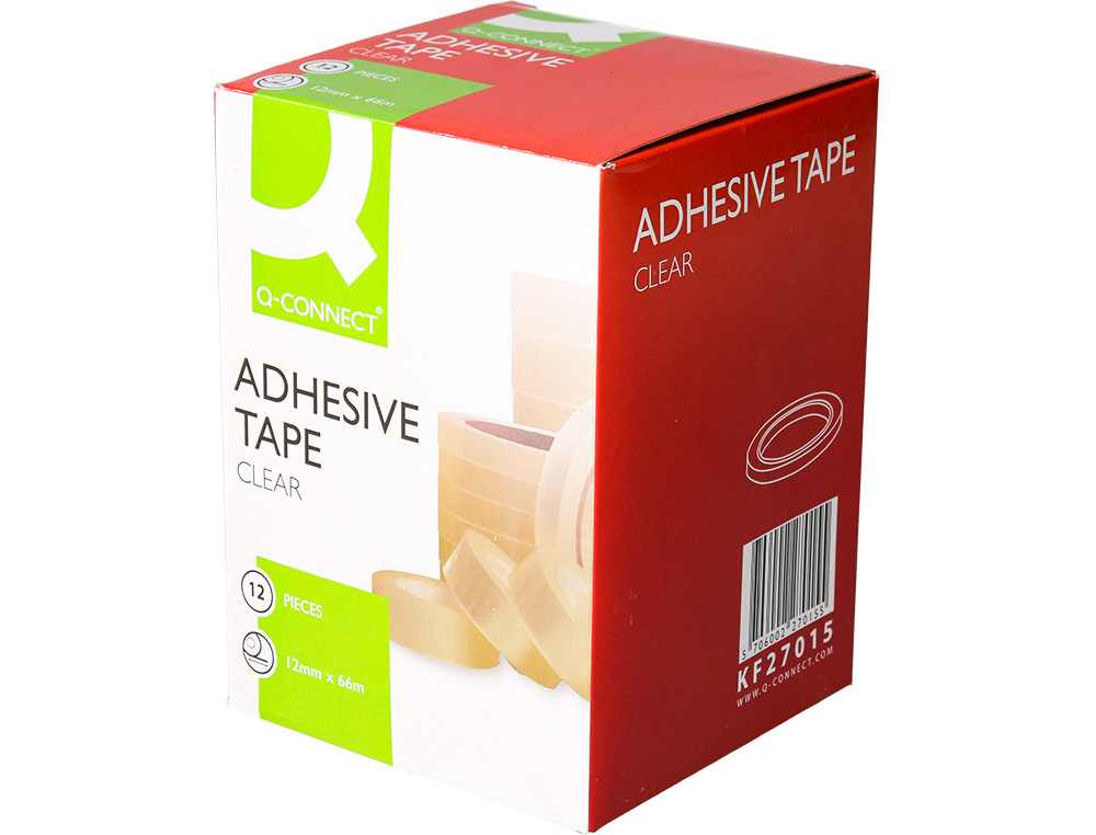 RUBAN ADHSIF Q-CONNECT CONOMIQUE RSISTANT TRANSPARENT 12MMX66M