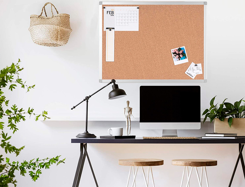 TABLEAU LIGE Q-CONNECT MURAL CADRE ALUMINIUM RSISTANCE HUMIDIT ACCESSOIRES FIXATION MUR 1MM PAISSEUR 90X60CM