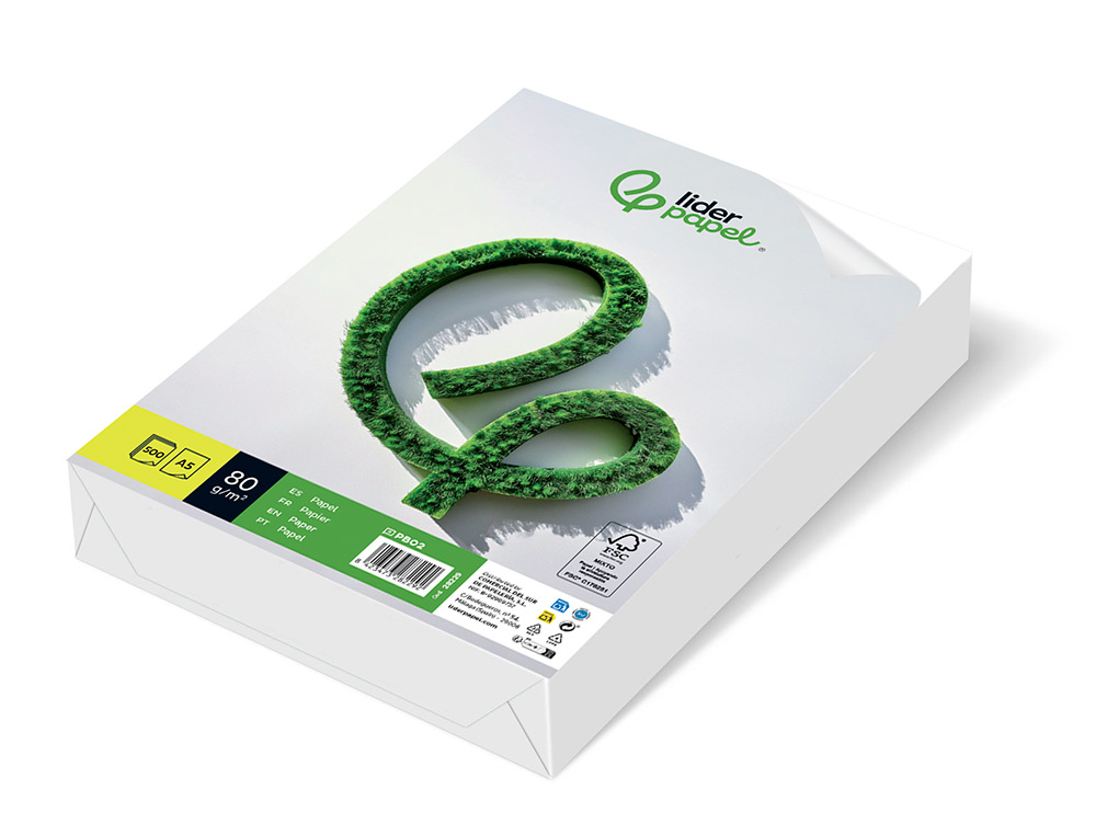 PAPIER CRITURE LIDERPAPEL A5 148X210MM BLANCHEUR EXTRA OPACIT 80G/M2 PAQUET 500 FEUILLES