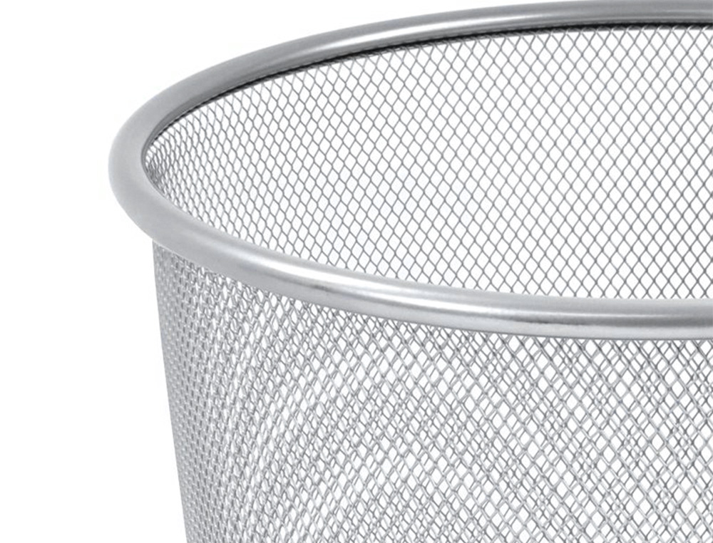 CORBEILLE À PAPIER Q-CONNECT MAILLE MÉTALLIQUE FORME CIRCULAIRE 19L 295X345X240MM COLORIS GRIS