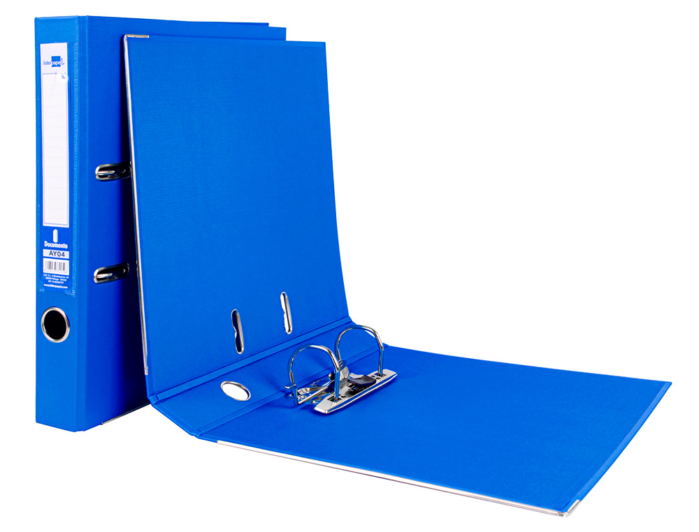 CLASSEUR LEVIER LIDERPAPEL A4 DOCUMENTA CARTON REMBORD 1,9MM DOS 52MM RADO MTALLIQUE COLORIS BLEU