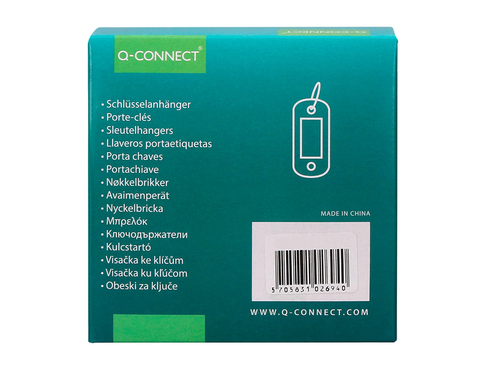 PORTE-CLÉS Q-CONNECT PORTE-ÉTIQUETTE PLASTIQUE 50X22MM COLORIS JAUNE PRÉSENTOIR 100 UNITÉS