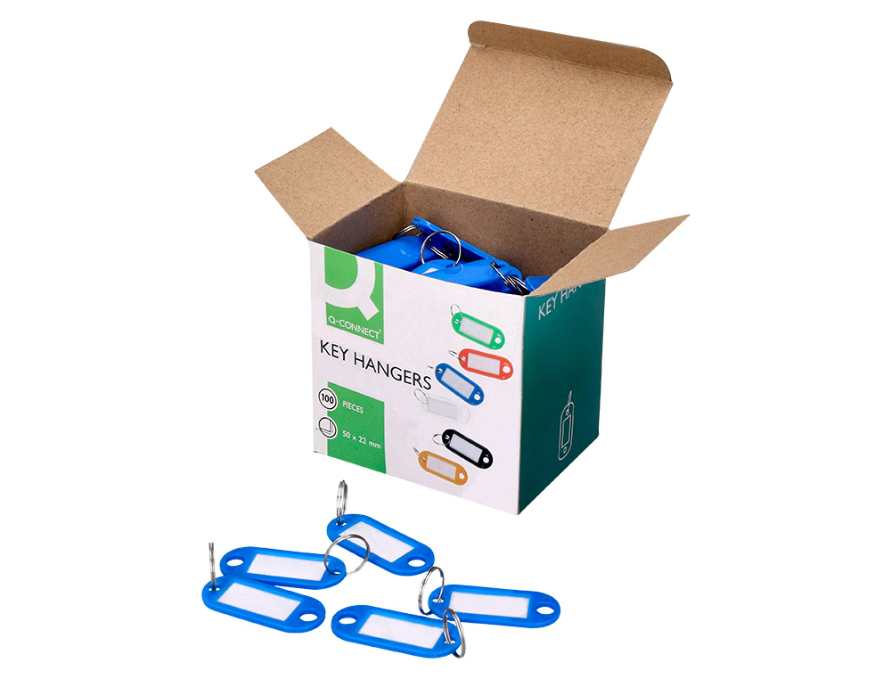 PORTE-CLS Q-CONNECT PORTE-TIQUETTE PLASTIQUE 50X22MM COLORIS BLEU PRSENTOIR 100 UNITS