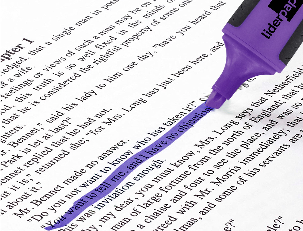 SURLIGNEUR LIDERPAPEL FLUORESCENT MINI TRACÉ 1/4MM POINTE BISEAUTÉE GRIP CAOUTCHOUC COLORIS VIOLET