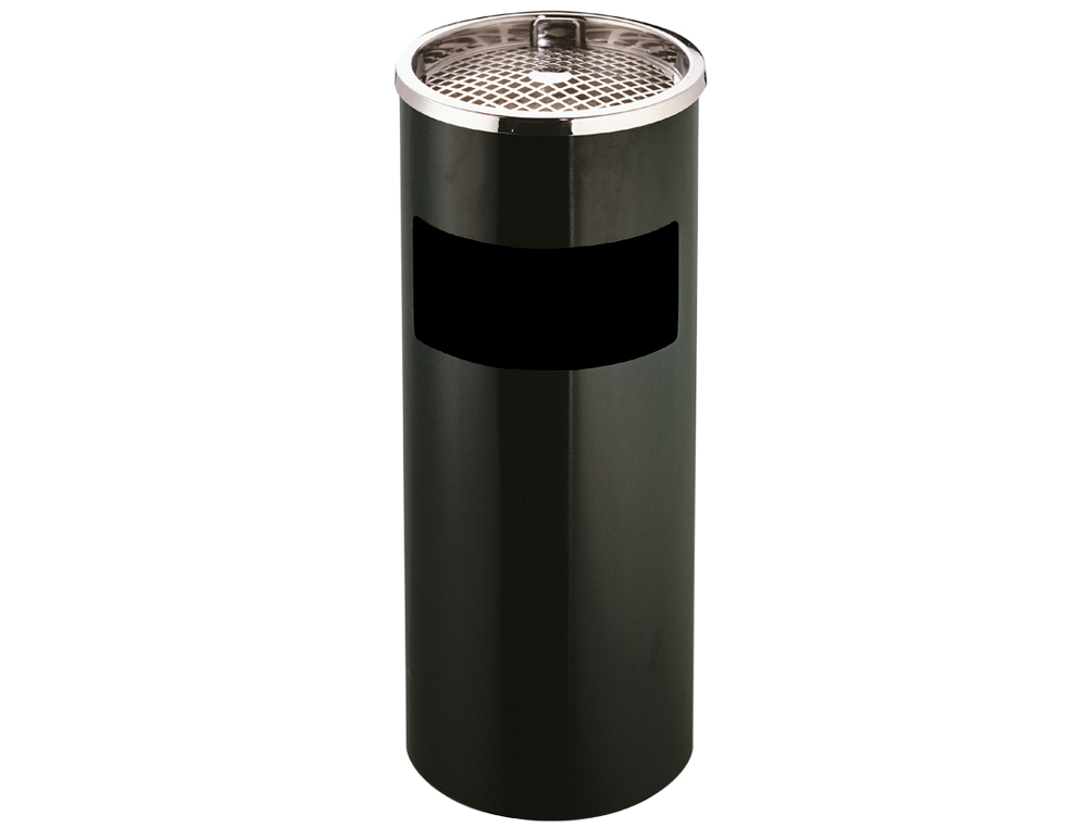 CENDRIER Q-CONNECT CORBEILLE MÉTALLIQUE CYLINDRIQUE 12L 250X615MM GRILLE RETRAIT MÉGOTS COLORIS NOIR