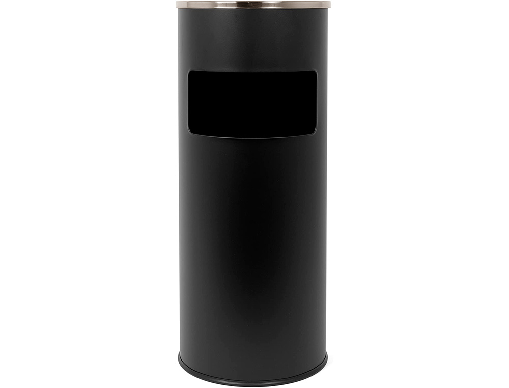 CENDRIER Q-CONNECT CORBEILLE MÉTALLIQUE CYLINDRIQUE 12L 250X615MM GRILLE RETRAIT MÉGOTS COLORIS NOIR
