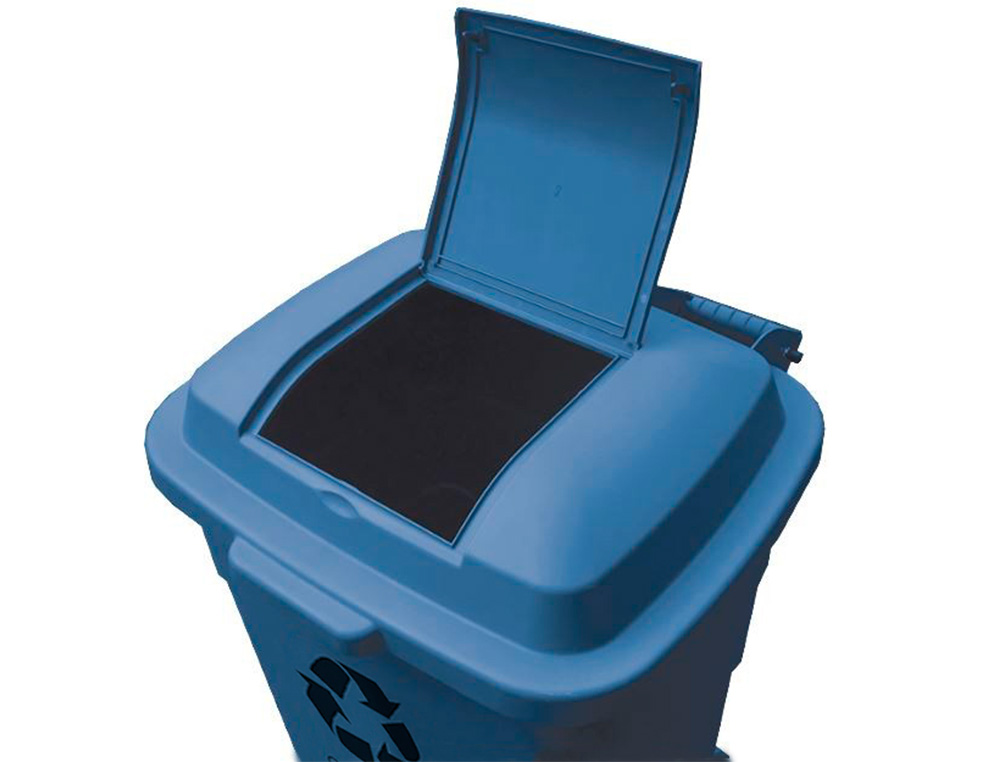 POUBELLE Q-CONNECT CONTENEUR POLYSTYRÈNE COUVERCLE 240L 620X610X1040MM 2 ROUES COLORIS BLEU