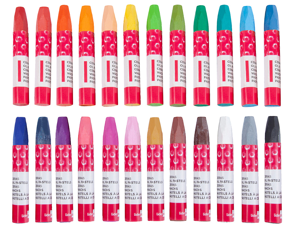 CRAYON CIRE LIDERPAPEL 75MM DIAMTRE 12MM TAILLE-CRAYONS ET PORTE-CRAYONS OFFERTS COLORIS BRILLANTS BOTE 24 UNITS