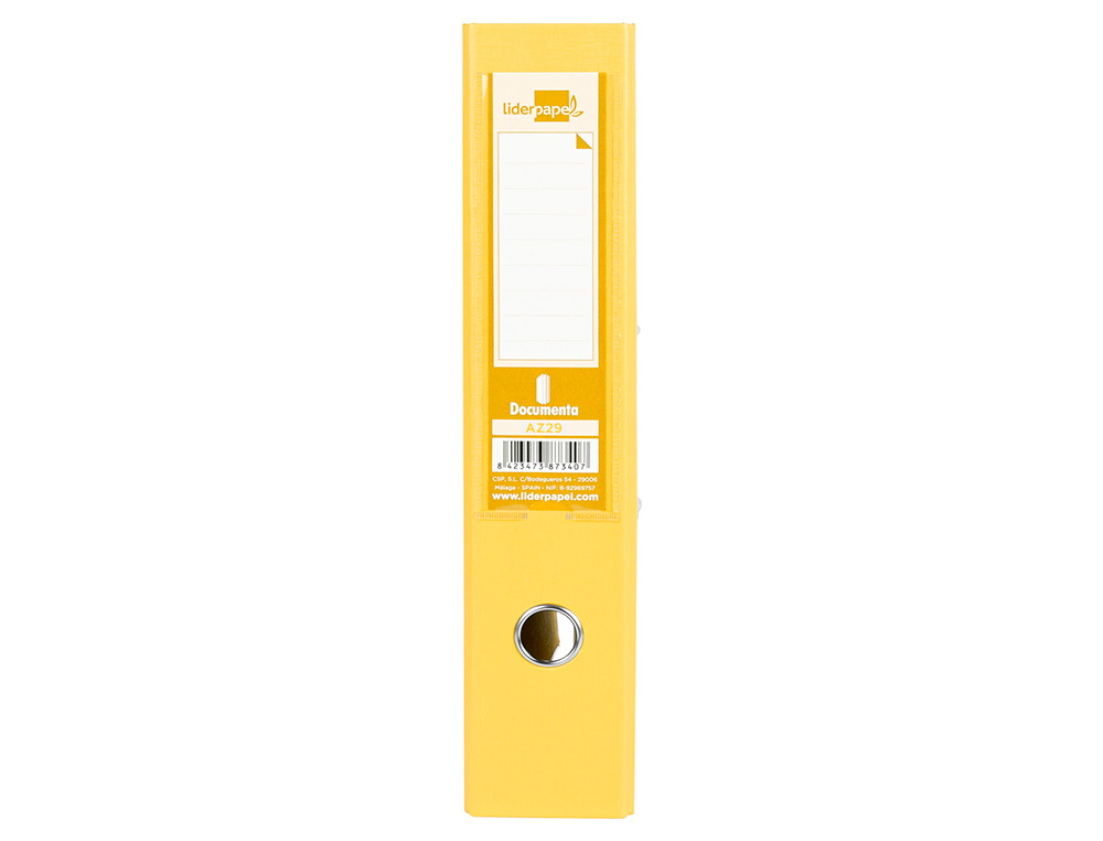 CLASSEUR LEVIER LIDERPAPEL DOCUMENTA A4+ CARTON REMBORDE DOS 75MM RADO METALLIQUE      COLORIS JAUNE