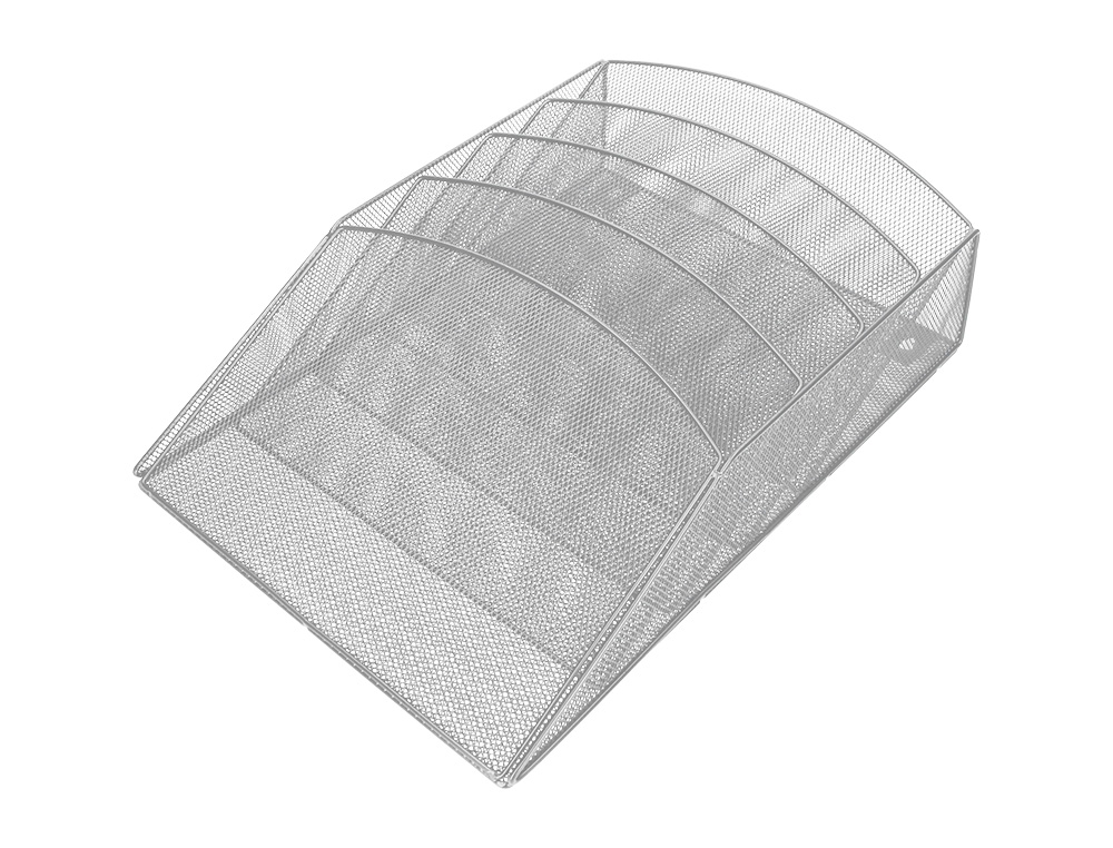 CORBEILLE MURALE Q-CONNECT 5 CASES A4 VERTICAL PRÉSENTOIR MÉTALLIQUE 315X93X440MM COLORIS ARGENT