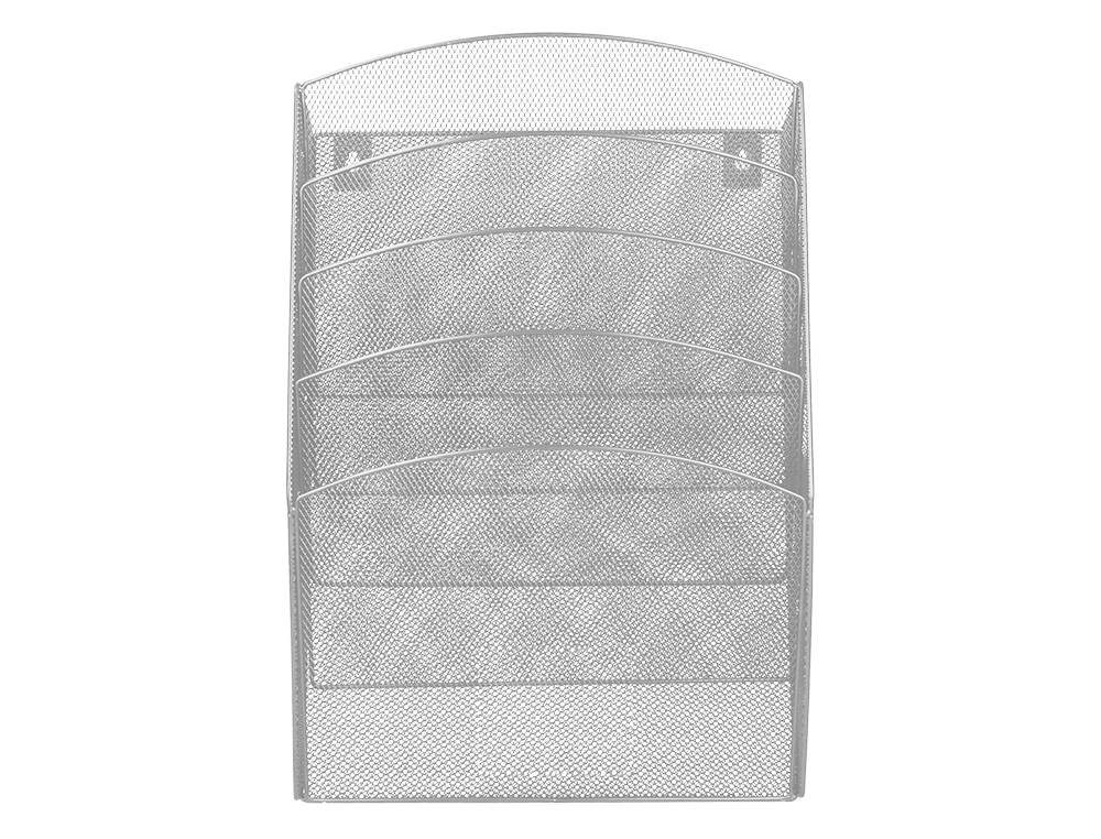 CORBEILLE MURALE Q-CONNECT 5 CASES A4 VERTICAL PRÉSENTOIR MÉTALLIQUE 315X93X440MM COLORIS ARGENT