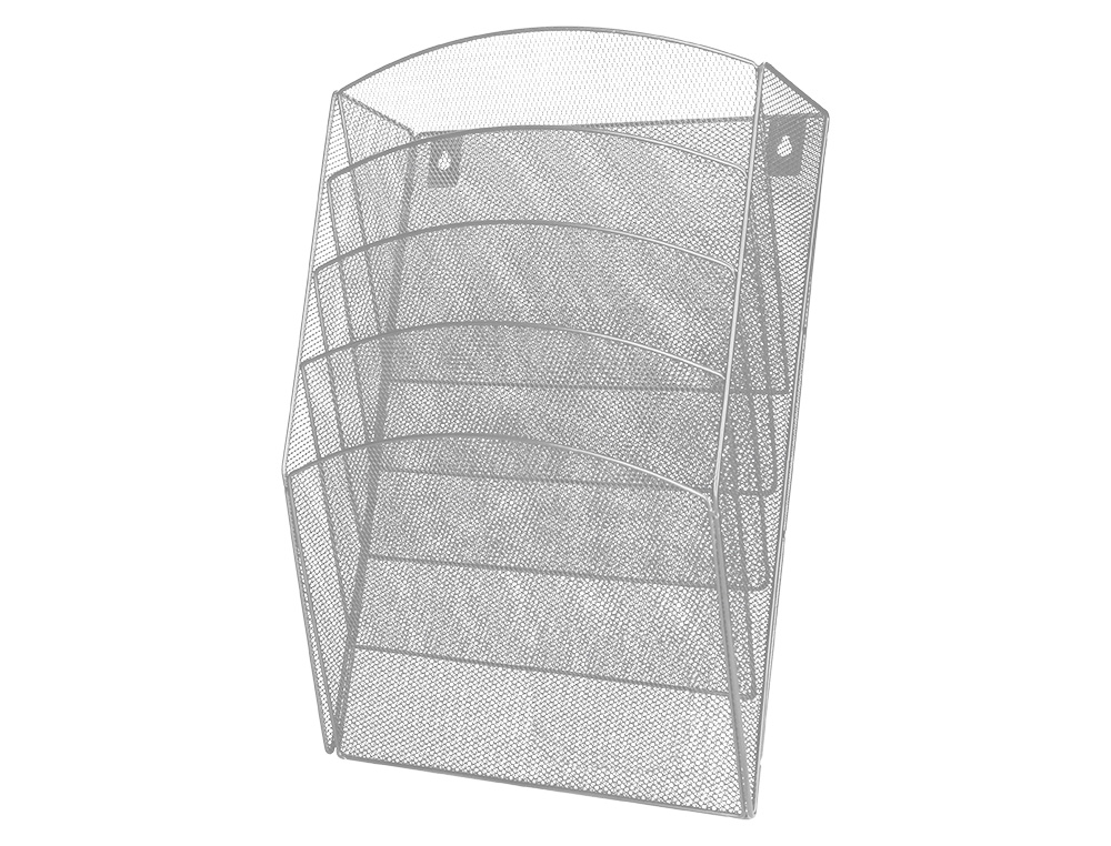 CORBEILLE MURALE Q-CONNECT 5 CASES A4 VERTICAL PRÉSENTOIR MÉTALLIQUE 315X93X440MM COLORIS ARGENT