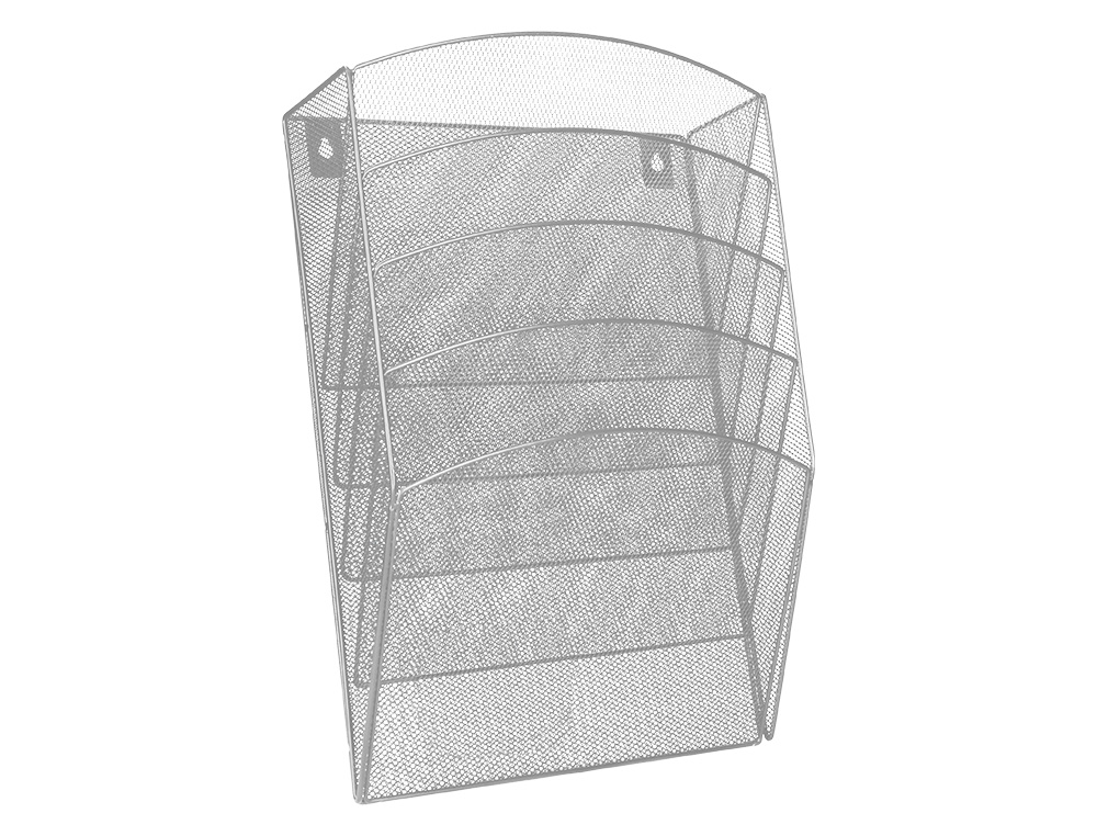 CORBEILLE MURALE Q-CONNECT 5 CASES A4 VERTICAL PRÉSENTOIR MÉTALLIQUE 315X93X440MM COLORIS ARGENT