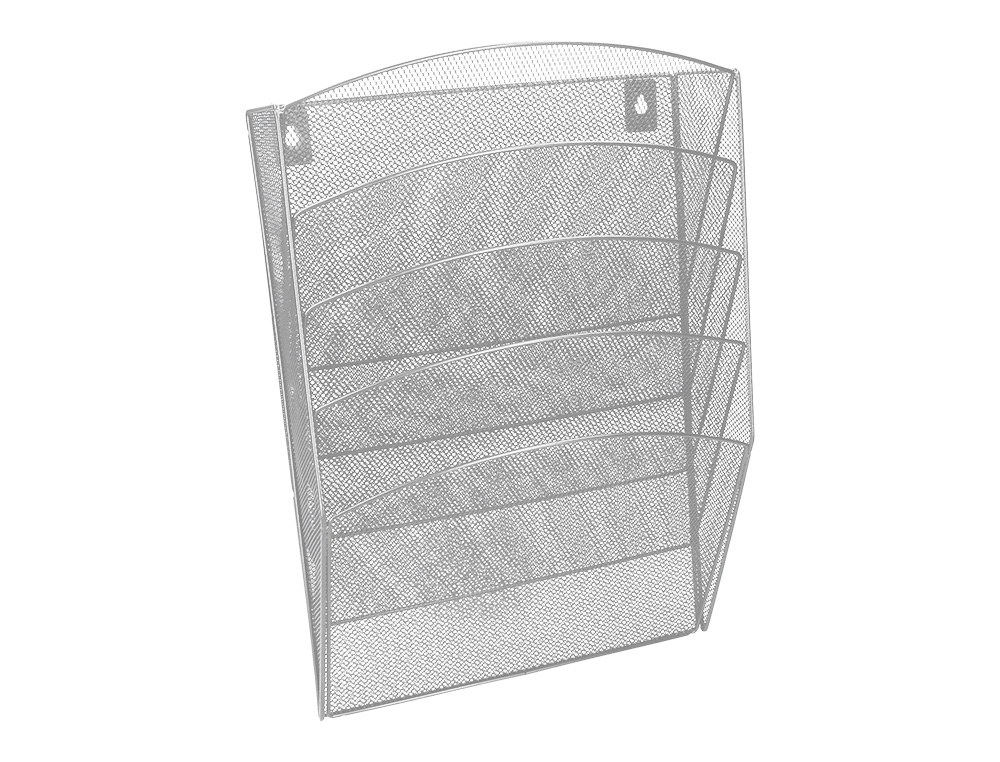 CORBEILLE MURALE Q-CONNECT 5 CASES A4 VERTICAL PRÉSENTOIR MÉTALLIQUE 315X93X440MM COLORIS ARGENT