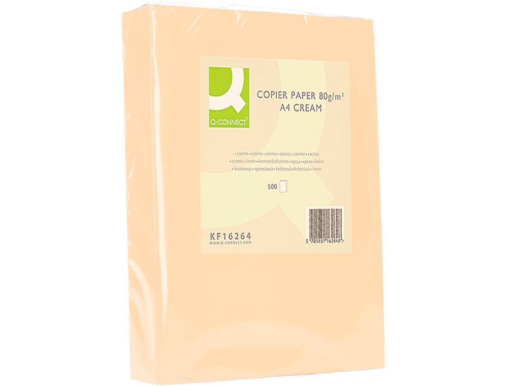 PAPIER COULEUR Q-CONNECT MULTIFONCTION A4 80G/M2 UNICOLORE CRME RAMETTE 500 FEUILLES