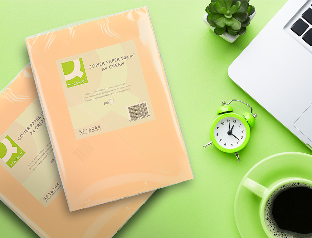 PAPIER COULEUR Q-CONNECT MULTIFONCTION A4 80G/M2 UNICOLORE CRME RAMETTE 500 FEUILLES