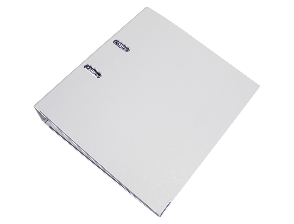CLASSEUR LEVIER LIDERPAPEL A4 DOCUMENTA CARTON REMBORDÉ PVC 1,9MM DOS 75MM RADO MÉTALLIQUE COLORIS BLANC