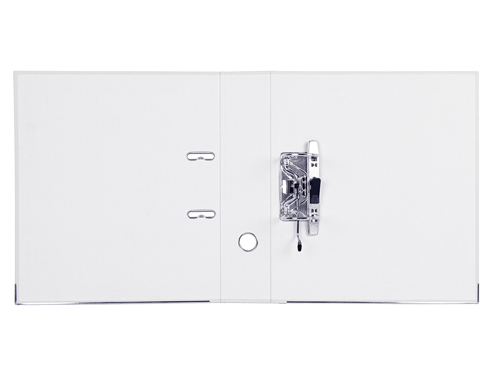 CLASSEUR LEVIER LIDERPAPEL A4 DOCUMENTA CARTON REMBORDÉ PVC 1,9MM DOS 75MM RADO MÉTALLIQUE COLORIS BLANC