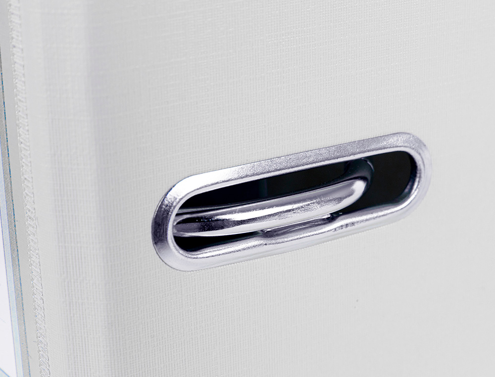 CLASSEUR LEVIER LIDERPAPEL A4 DOCUMENTA CARTON REMBORDÉ PVC 1,9MM DOS 75MM RADO MÉTALLIQUE COLORIS BLANC
