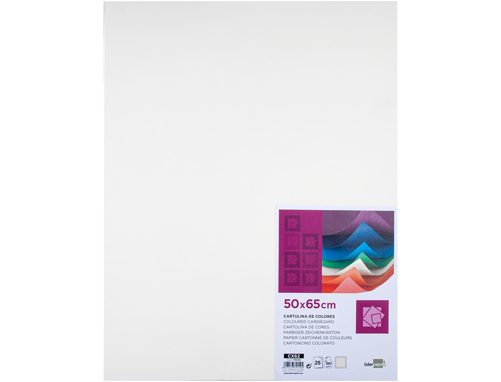 PAPIER CARTONNE LIDERPAPEL 50X65CM 180GR COLORIS BLANC   PAQUET 25 FEUILLES