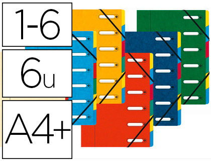 TRIEUR EXACOMPTA HARMONIKA CARTE LUSTRE 5.5/10E A4+ 6 COMPARTIMENTS  FENTRES LASTIQUES DOS EXTENSIBLE