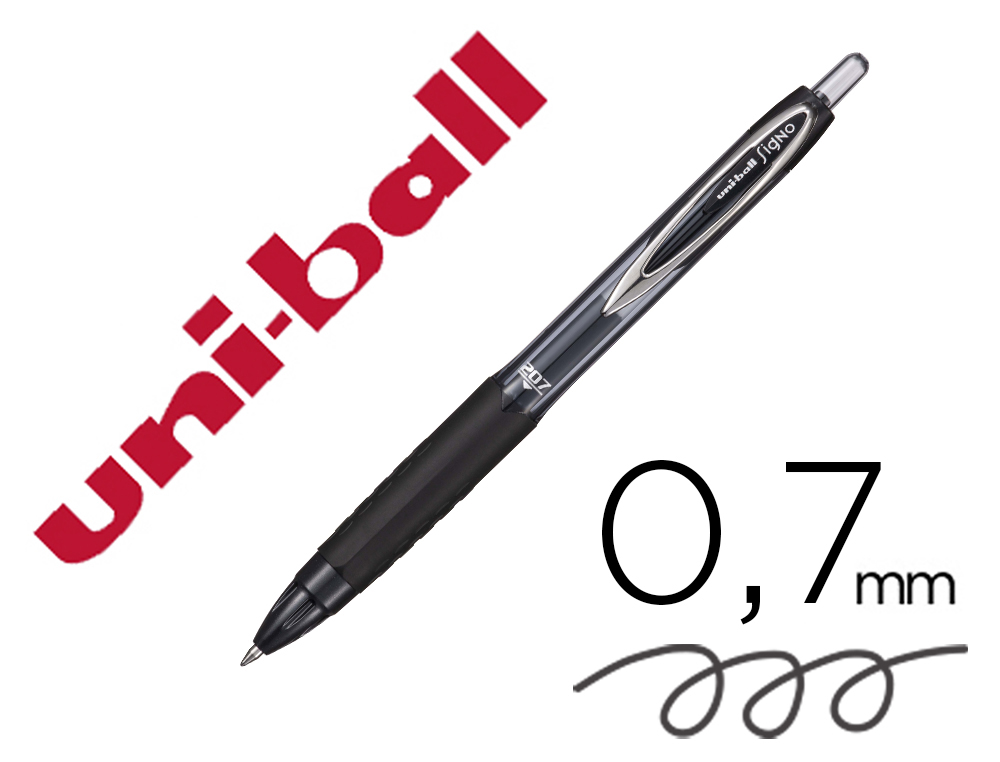 STYLO-BILLE UNIBALL SIGNO 207 CRITURE MOYENNE 0.5MM RTRACTABLE ENCRE GEL DOUBLE BILLE SCHAGE IMMDIAT COLORIS NOIR