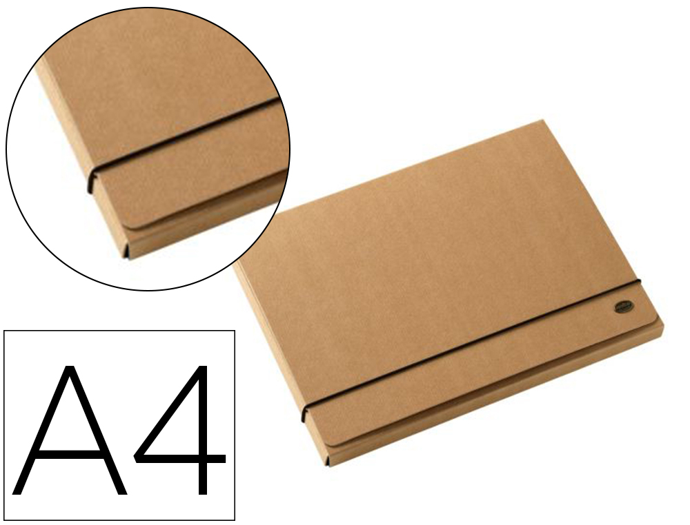 POCHETTE MULTO KRAFT CARTON 3 RABATS A4 FERMETURE ELASTIQUE