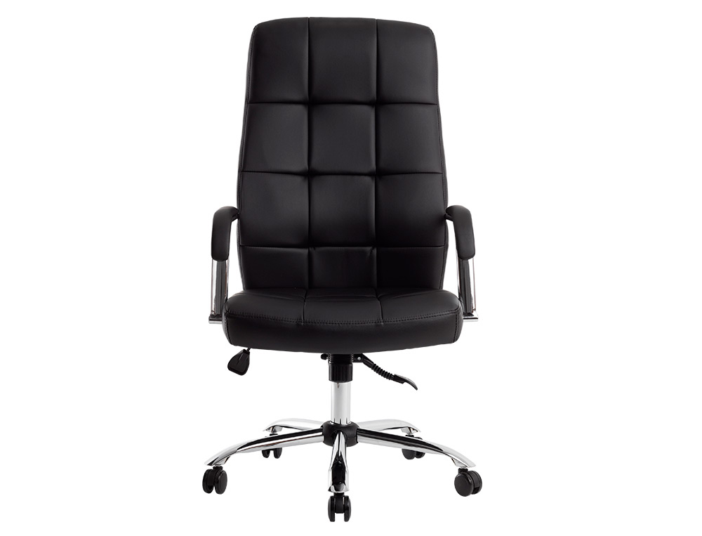 FAUTEUIL DE DIRECTION Q-CONNECT PIAVE SIMILI CUIR BASE ACIER CHROME HAUTEUR MAX 1250MM LARGEUR 610MM PROF 700MM NOIR