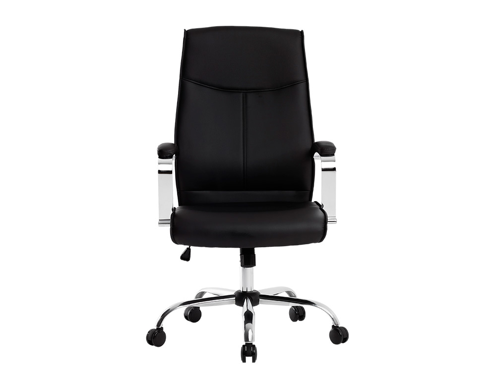 FAUTEUIL DE DIRECTION Q-CONNECT MODENA SIMILI CUIR BASE ACIER CHROME HAUTEUR MAX 1210MM LARGEUR 630MM PROF 680MM NOIR