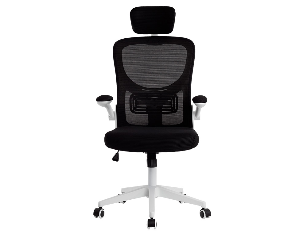 FAUTEUIL ERGONOMIQUE Q-CONNECT PALERMO MAILLE BASE NYLON HAUTEUR MAX 1300MM LARGEUR 630MM PROF 680MM NOIR ET BLANC