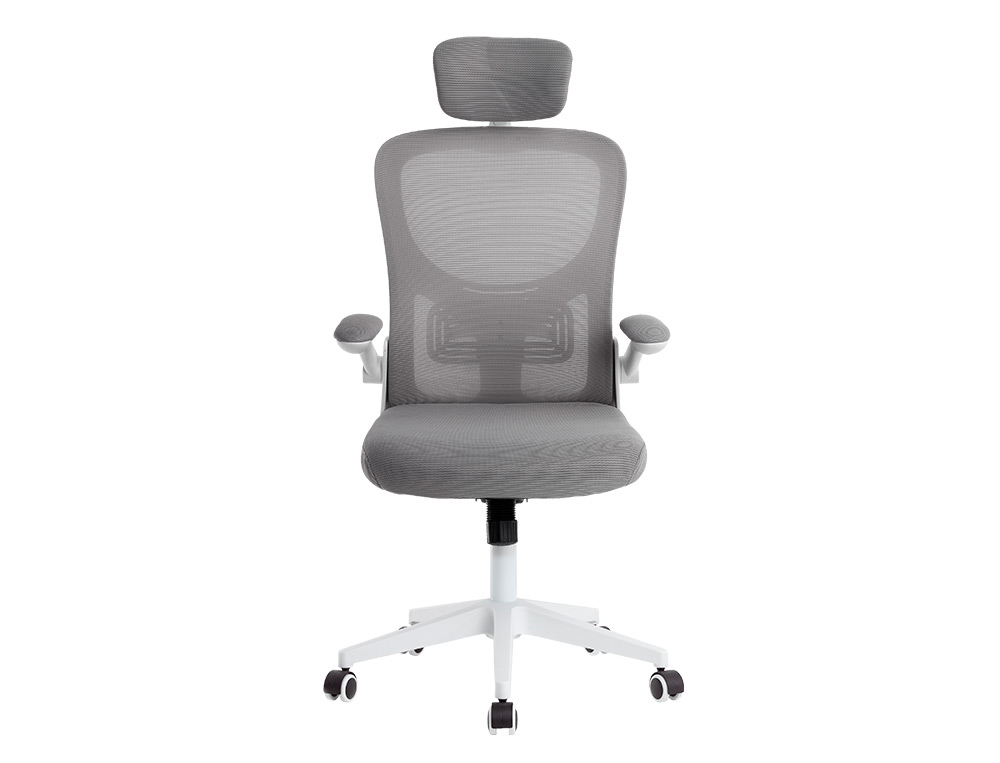 FAUTEUIL ERGONOMIQUE Q-CONNECT PALERMO MAILLE BASE NYLON HAUTEUR MAX 1300MM LARGEUR 630MM PROF 680MM GRIS ET BLANC