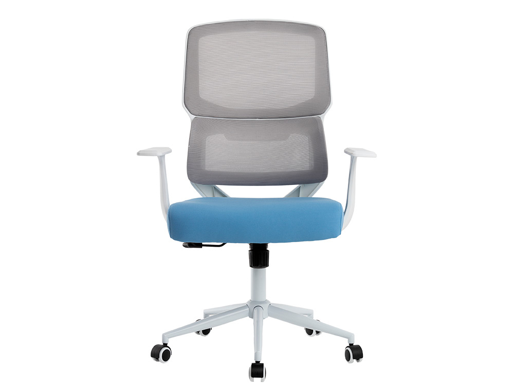 FAUTEUIL ERGONOMIQUE Q-CONNECT LUCCA MAILLE BASE METAL CHROME HAUTEUR MAX 1090MM LARGEUR 700MM PROF 650MM GRIS/BLA/BLEU