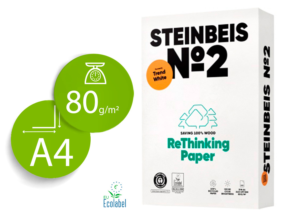 PAPIER STEINBEIS RECYCLE MULTIFONCTION N  2- 80 GR A4  BLANC