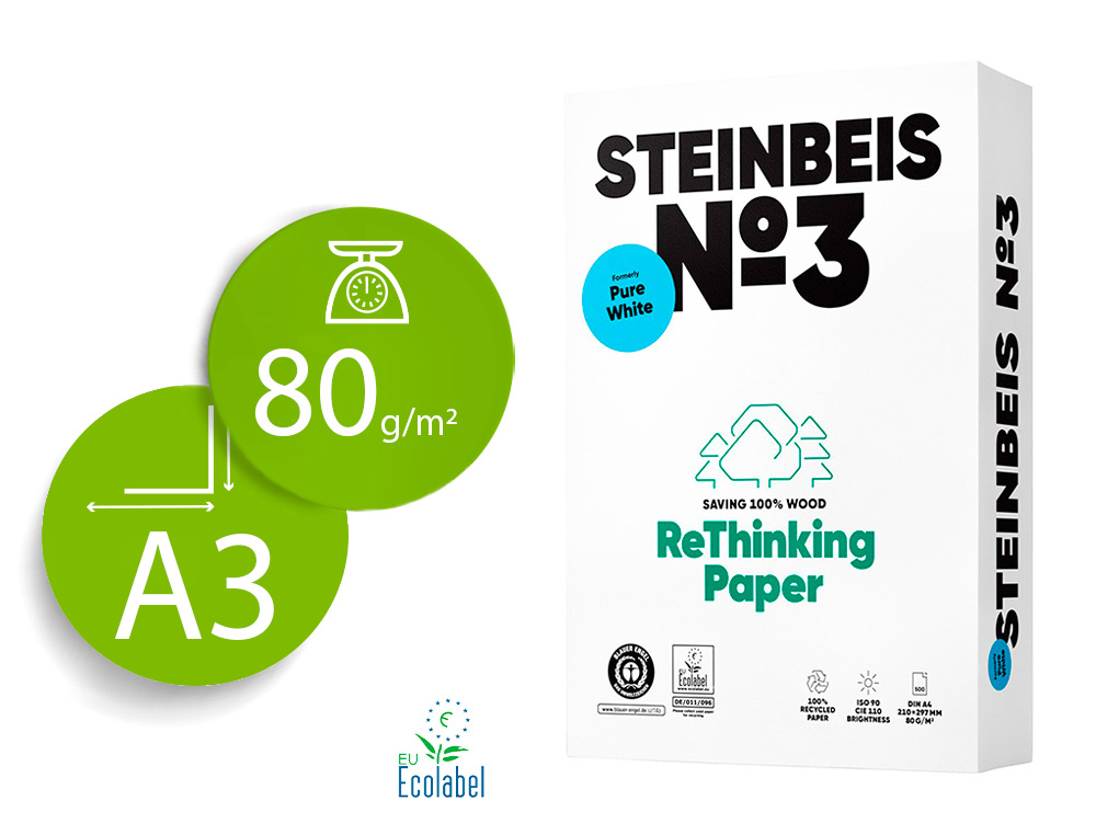 PAPIER STEINBEIS RECYCLE MULTIFONCTION N  3 - 80 GR A3 BLANC