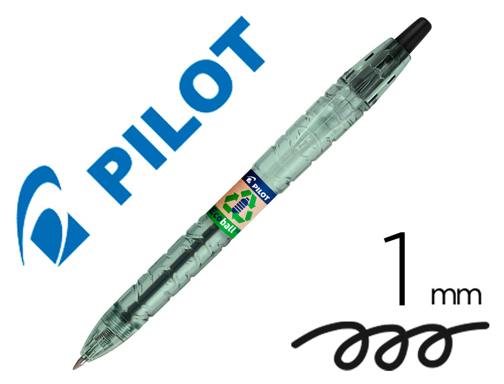 STYLO-BILLE PILOT B2P ECOBALL BEGREEN RETRACTABLE           RECHARGEABLE. POINTE MOYENNE. COLORIS NOIR        621581