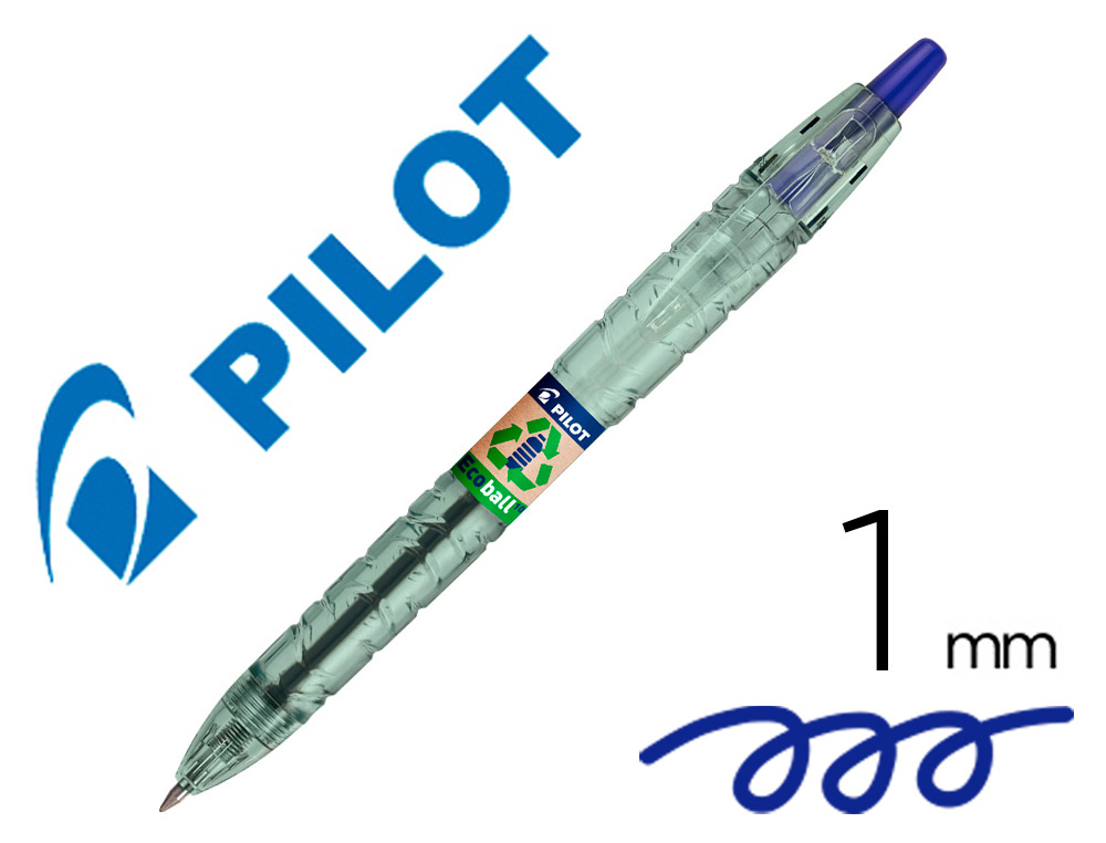 STYLO-BILLE PILOT B2P ECOBALL BEGREEN RETRACTABLE           RECHARGEABLE. POINTE MOYENNE. COLORIS BLEU