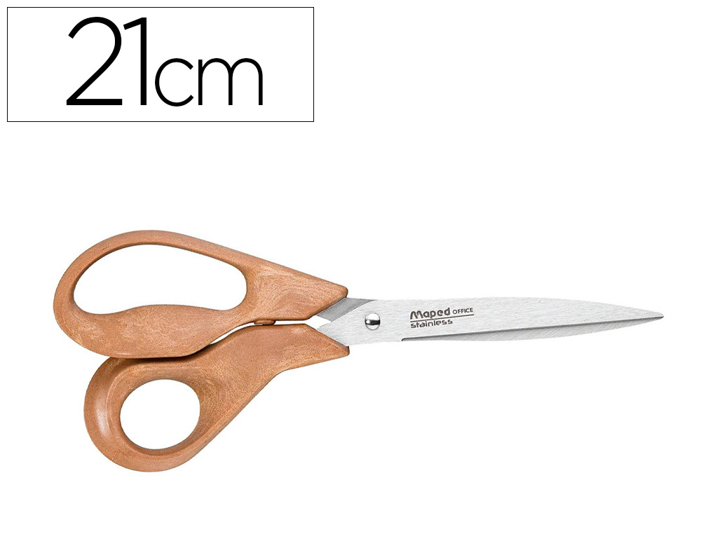 CISEAUX MAPED ADVANCED WOOD ANNEAUX ERGONOMIQUES  LAMES   ACIER ANNEAUX EN BOIS GAUCHER 21 CM