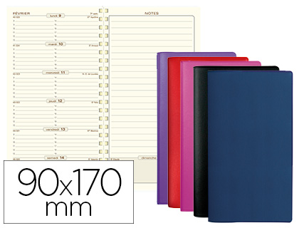 AGENDA EXACOMPTA SEMAINIER POCHE ESPACE 17 CASSANDRA SPIRALE 90X170MM COLORIS ASSORTIS