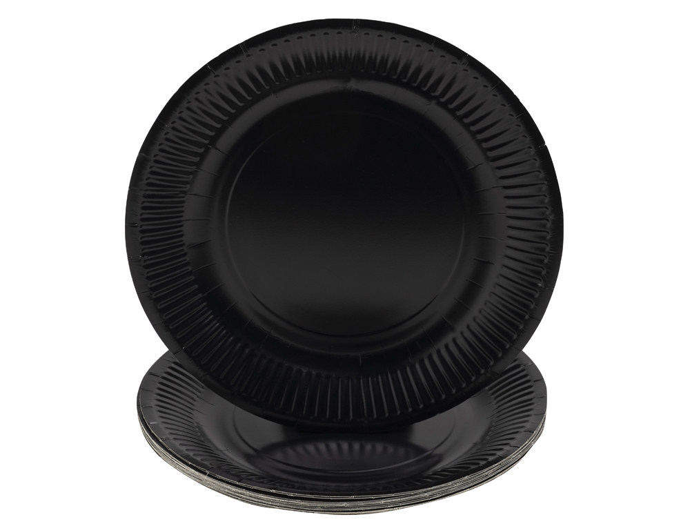 ASSIETTE EXACOMPTA CARTON ROND DIAM. 23CM COLORIS NOIR  PAQUET 20 UNITES