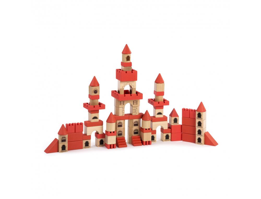 CHATEAU EMPILABLE MINILAND JEU D EMPILAGE 100 PIECES     CONIQUE ET RECTANGULAIRE