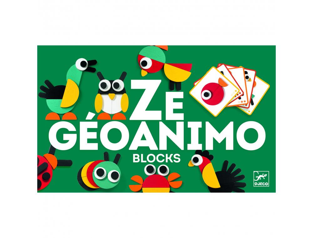 JEUX D ASSOCIATION DES FORMES ET DES COULEURS DJECO ZE      GEOANIMO 30 PIECES ET CARTES  MODELES