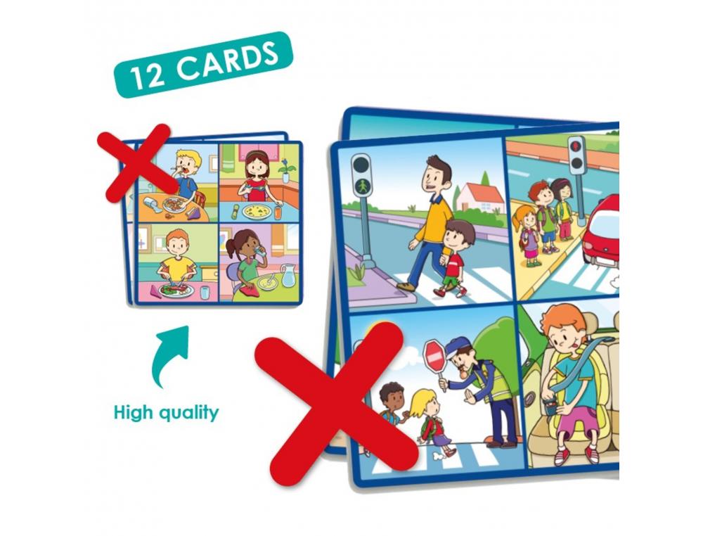 VIVRE ENSEMBLE AKROS ATTITUDES POSITIVES JEU       EDUCATIF 4 IMAGES PAR CARTON  12 CARTES ET 12 CROIX EN