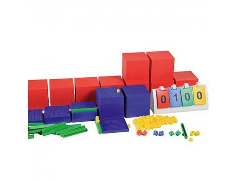 BASE 10 WISSNER BASE 10 SET ECOLE COMPTER DE 1 A 10 000   ACTIVITES DE MANIPULATION 100 CUBES 50 BARRES 30 PLAQUES