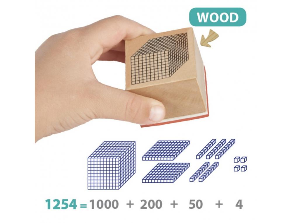 BASE 10 AKROS TAMPONS DE DECOMPOSITION EN BOIS         NUMERIQUE TOUT TYPE D ENCRE 4 UNITES DIZAINES CENTAINES ET