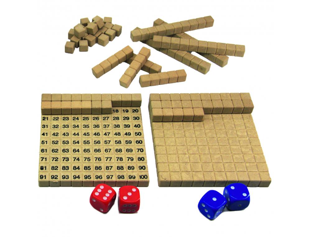 JEUX MATHEMATIQUES WISSNER LE TABLEAU DE 100 ADDITIONS ET   SOUSTRACTIONS 2 PLATEAUX DE   CENTAINES 22 REGLETTES 6