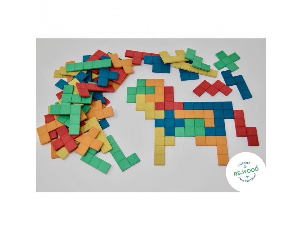 ACCESSOIRES POUR GEOMETRIE WISSNER PENTOMINOS EN RE WOOD 72 PIECES 6 COLORIS ASSORTIS