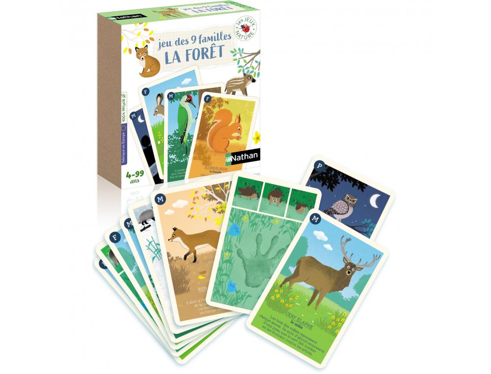 JEU EDUCATIF LES 9 FAMILLES DE LA FORET NATHAN 36 CARTES