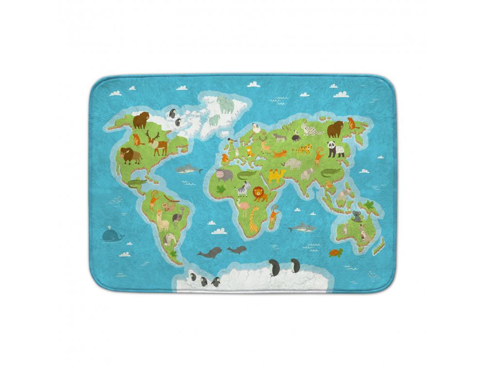 TAPIS CARTE DU MONDE  130 X 180CM ANTIDERAPANT ACHOKA