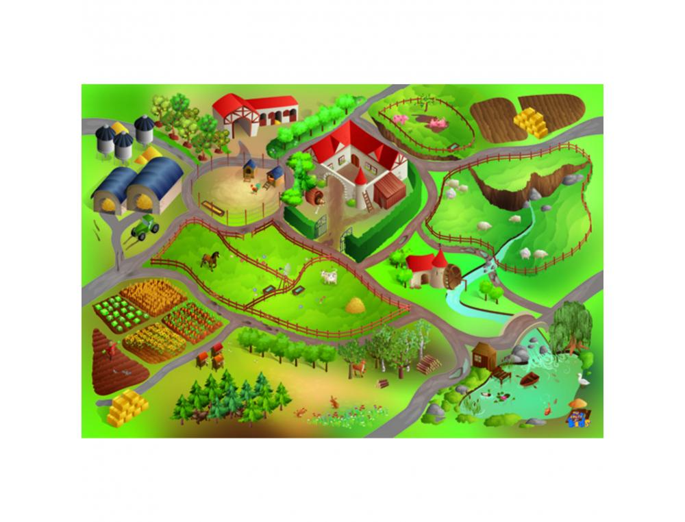 TAPIS CONNECTABLE ACHOKA LA FERME POLYESTER ANTI-DERAPANT 100X150CM