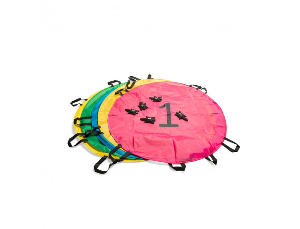 PARACHUTES BS TOYS SQUIRL PARACHUTES 4 POIGNEES 100 CM  5 SACS ECUREUILS VOLANTS 2 A  20 JOUEURS